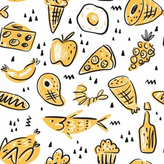 Vector pattern with food in Scandinavian style
