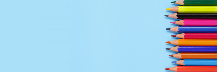 School stationery. Colored pencils