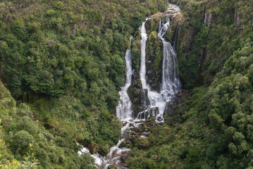 The three-sectioned Waipunga Falls off the Napier-Taupo Highway, Hawke's Bay, New Zealand.