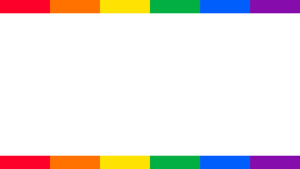 Simple striped line border frame rainbow background design. Happy LGBT pride month theme vector template. 