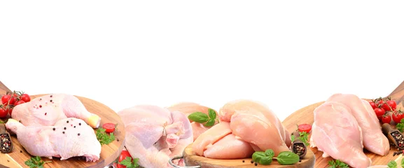 Photo sur Aluminium Légumes frais Chicken meat on a white background