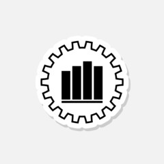 Gear with graphic chart icon sticker sign for mobile concept and web design