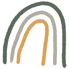 Hand drawn abstract organic rainbow in arc shape. Creative contemporary aesthetic abstract doodle elements illustration