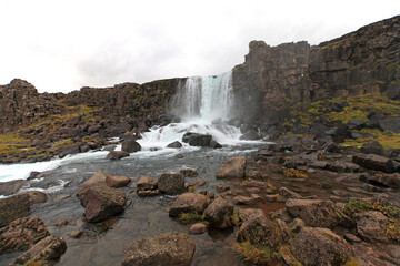 Oxarárfoss - the waterfall in Thingvellir national park, Iceland