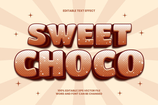 Sweet Choco Text Effect Editable 3D Cartoon Style