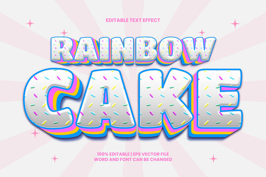 Rainbow Cake Text Effect Editable 3D Cartoon Style