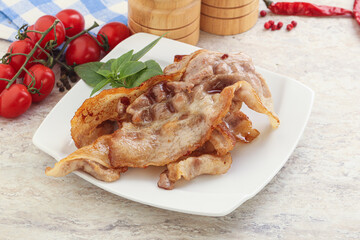 Fried pork bacon for breakfast