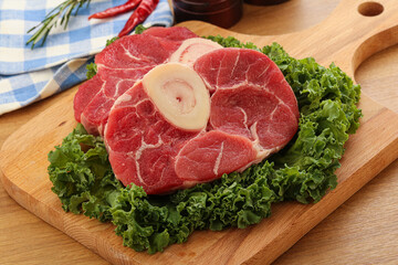 Raw ossobuco beef meat for cooking