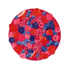 Sweets illustration - Berry cake. A cake full of fruits such as strawberries, blueberries and raspberries Isolated on a white background. For design.