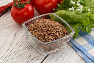 Dry Raw flax seed in the bowl