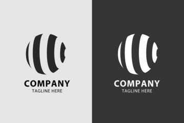 Abstract Geometry Ball Black and White Logo