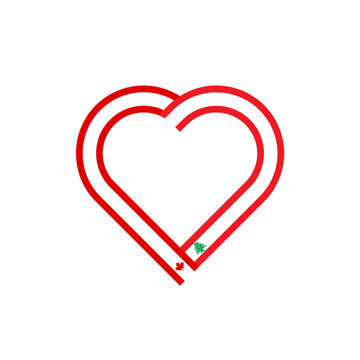 recommend clip art: unity concept. heart ribbon icon of canada and lebanon flags. vector illustration isolated on black background