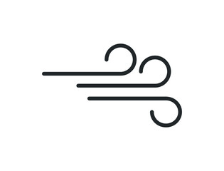 wind clouds Icon, Cloud and wind icon in flat style isolated on white background.