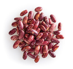 Heap of red pinto beans isolated on white background