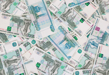 Fototapeta na wymiar Background with russian rubles banknotes