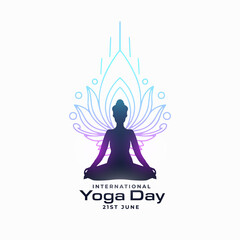 Fototapeta na wymiar yoga day celebration poster with sihouette of female doing yoga