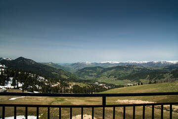 Mountain landscape panorama view from the balcony