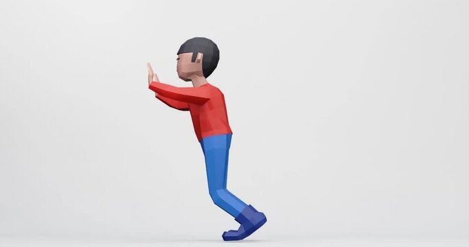 cartoon character pushing pose