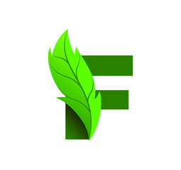 letter F leaf logo design vector