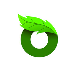 letter O leaf logo design vector