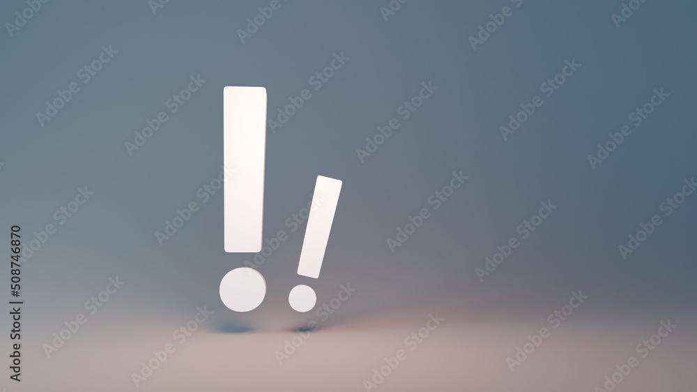 Poster two exclamtion mark, 3d rendering