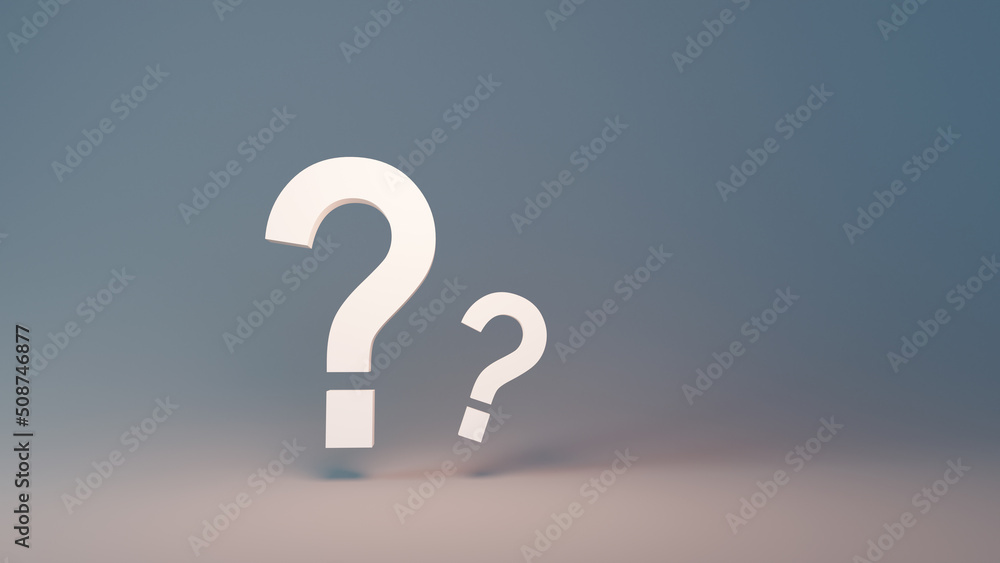 Poster two question mark, 3d rendering