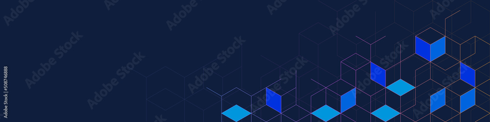 Poster The graphic design element and abstract geometric background with isometric vector blocks for banner template or header