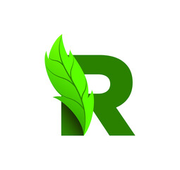 letter R leaf logo design vector