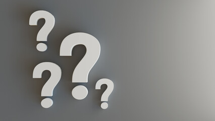 question mark with gray background, 3d rendering