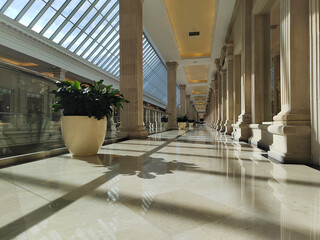interior of modern entrance hall in modern office building. Hotel lobby interior