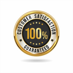 Customer satisfaction guaranteed hundred percent golden badge 