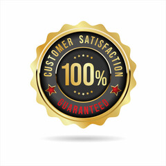 Customer satisfaction guaranteed hundred percent golden badge 