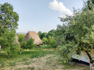 traditional wooden houses at the Village Museum in Baia Mare city, Romania