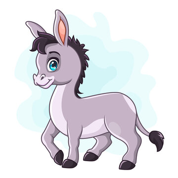 A Cute donkey cartoon isolated on white background . vector illustration