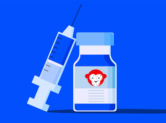 Obraz premium Illustration of monkey pox vaccination and medical care for people affected with monkey pox