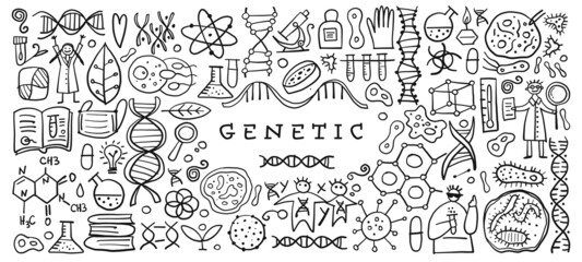 Genetics, chemistry, biology icons set for your design