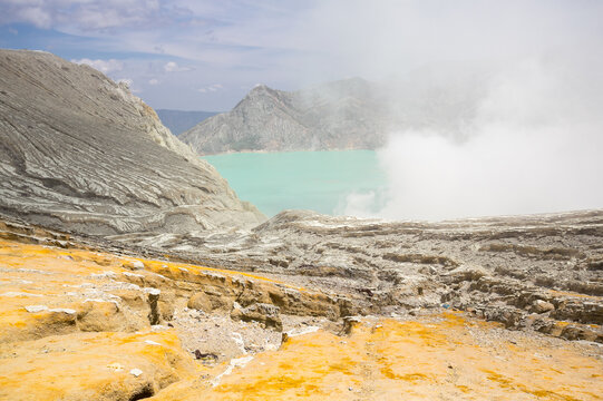 Ijen volcano in East Java, Indonesia