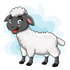 Cartoon happy sheep posing isolated on white background