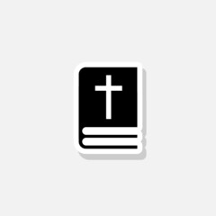 Holy bible book with cross sticker icon sign for mobile concept and web design