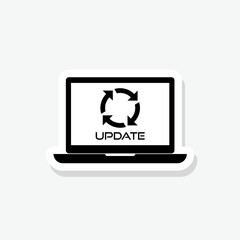 Laptop update sticker icon sign for mobile concept and web design