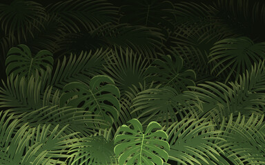 Fototapeta na wymiar Bright tropical background with palm leaf