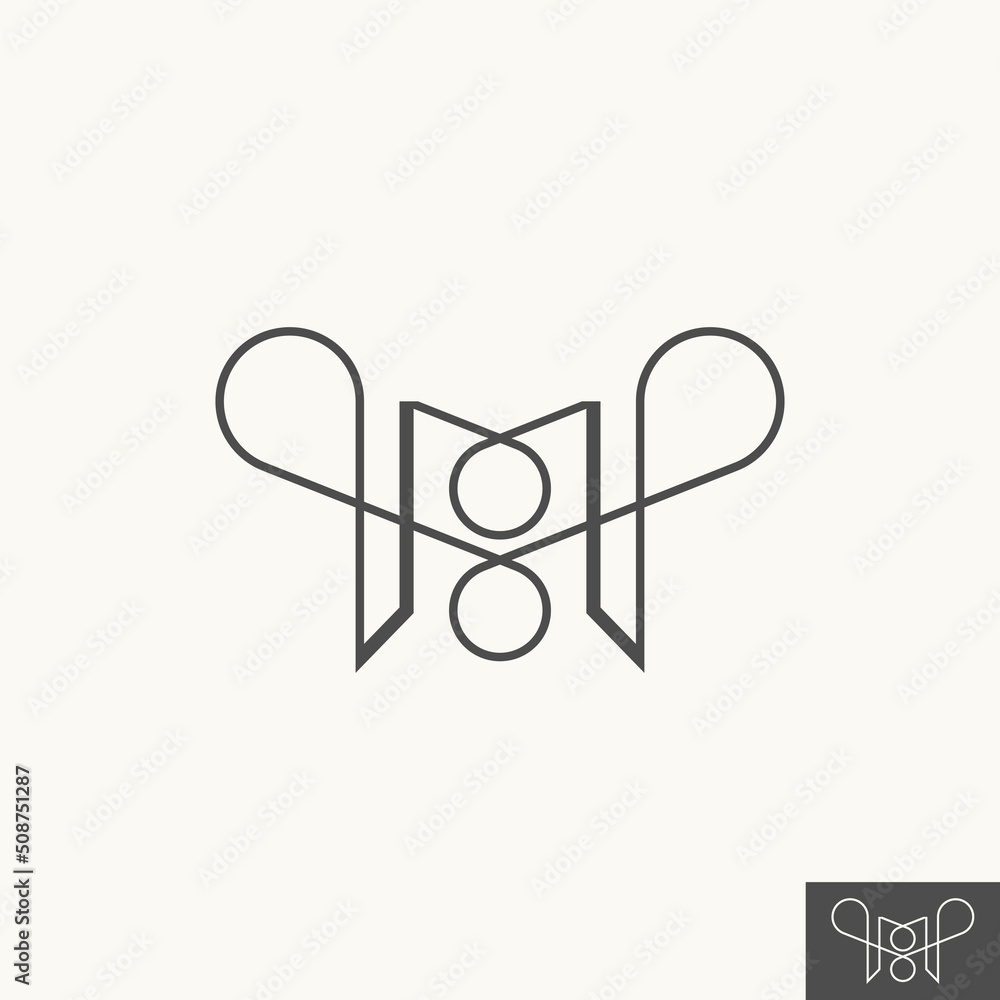 Poster simple and unique letter or word mm or mp line font like pattern motif ornament image graphic icon l