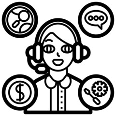 Telemarketer line icon,linear,outline,graphic,illustration