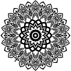 Black Mandala for Design. Mandala Circular pattern design for Henna, Mehndi, tattoo, decoration. Decorative ornament in ethnic oriental style. Coloring book page
