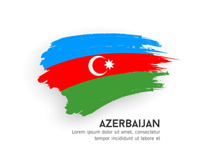Flag of Azerbaijan, brush stroke design isolated on white background, EPS10 vector illustration