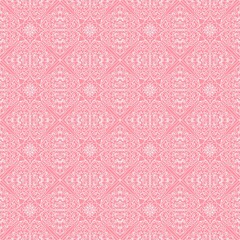 seamless white pattern on pink background. Seamless pattern with hearts and weaving. Lace, knitting,geometry, background,	
