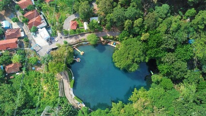 Beautiful aerial view, Natural panorama - The beauty of the lake on the hill, in Bandung, West Java-Indonesia.