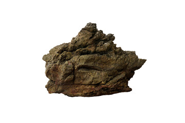 Cut out strange quartzite rocks with a small amount of tin on it for decoration. reef stone isolated on white background.