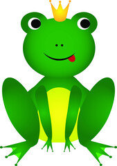 Obraz premium Vector illustration of cartoon frog character. Frog prince