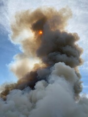 Fototapeta na wymiar Smoke from crop residue burn